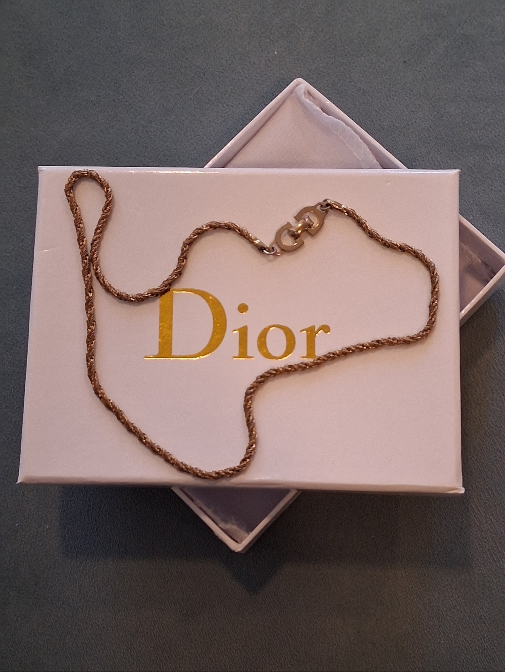 DIOR Braided Chain Necklace, Box & Pouch*